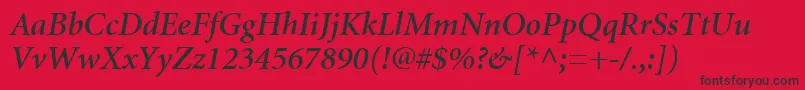 MinionCyrillicSemiboldItalic Font – Black Fonts on Red Background