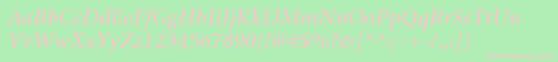 MinionCyrillicSemiboldItalic Font – Pink Fonts on Green Background