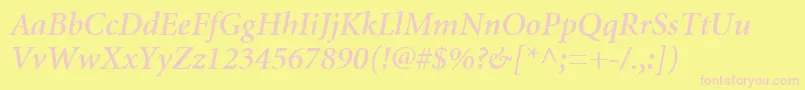 MinionCyrillicSemiboldItalic Font – Pink Fonts on Yellow Background