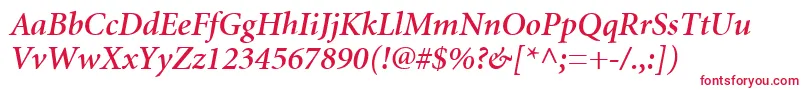 MinionCyrillicSemiboldItalic Font – Red Fonts on White Background