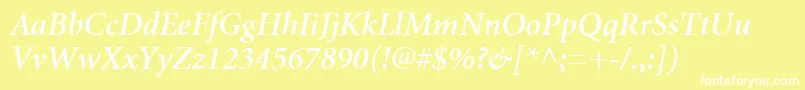 フォントMinionCyrillicSemiboldItalic – 黄色い背景に白い文字