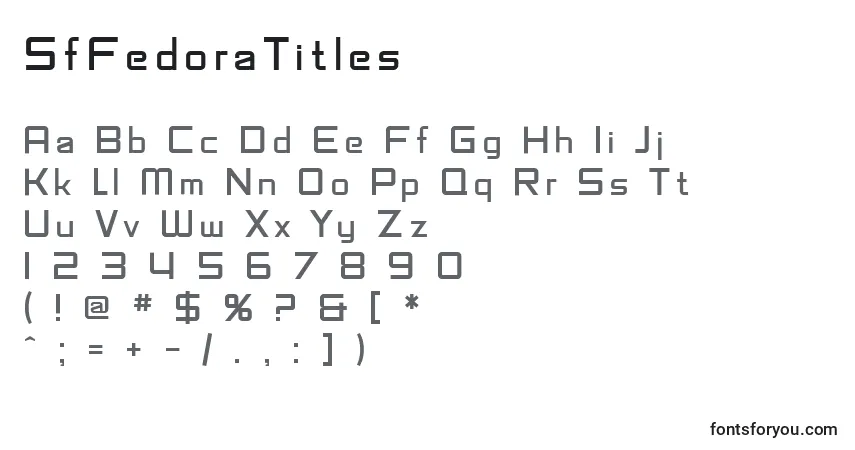 Czcionka SfFedoraTitles – alfabet, cyfry, specjalne znaki