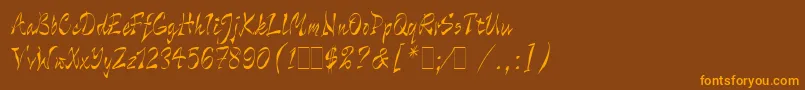 WildThingLetPlain.1.0-Schriftart – Orangefarbene Schriften auf braunem Hintergrund