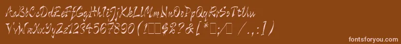 フォントWildThingLetPlain.1.0 – 茶色の背景にピンクのフォント
