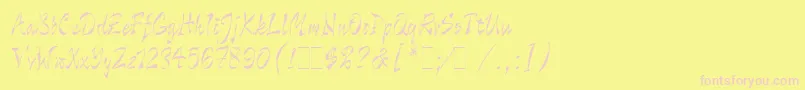 WildThingLetPlain.1.0 Font – Pink Fonts on Yellow Background