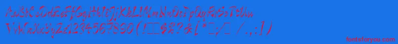 Шрифт WildThingLetPlain.1.0 – красные шрифты на синем фоне