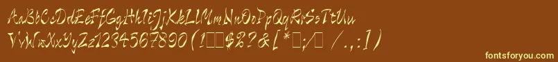 WildThingLetPlain.1.0 Font – Yellow Fonts on Brown Background