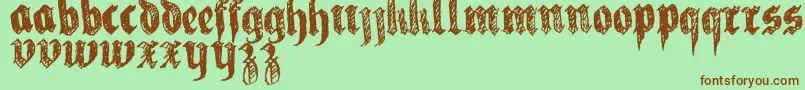 Saiba mais sobre a fonte LaFraktouille Fonte LaFraktouille – fontes marrons em um fundo verde