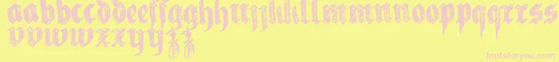 Fonte LaFraktouille – fontes rosa em um fundo amarelo