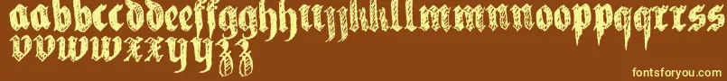 LaFraktouille-fontti – keltaiset fontit ruskealla taustalla
