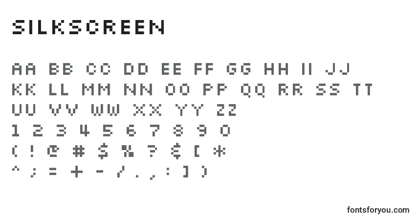 Fuente Silkscreen - alfabeto, números, caracteres especiales