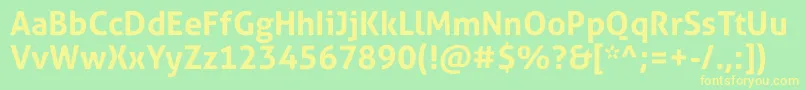 フォントAllerStdBd – 黄色の文字が緑の背景にあります