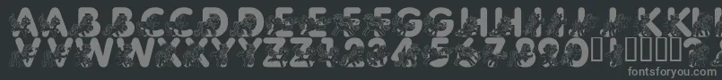 LmsPrettyPony-fontti – harmaat kirjasimet mustalla taustalla
