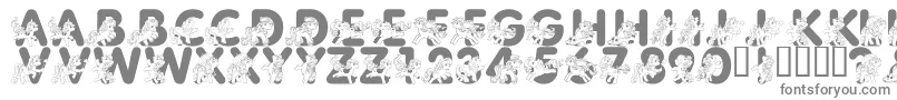 LmsPrettyPony-fontti – harmaat kirjasimet valkoisella taustalla