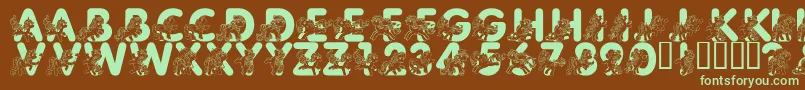LmsPrettyPony-fontti – vihreät fontit ruskealla taustalla