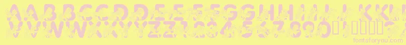 フォントLmsPrettyPony – ピンクのフォント、黄色の背景