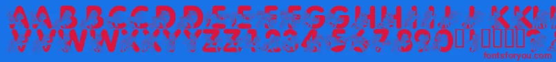 Fonte LmsPrettyPony – fontes vermelhas em um fundo azul