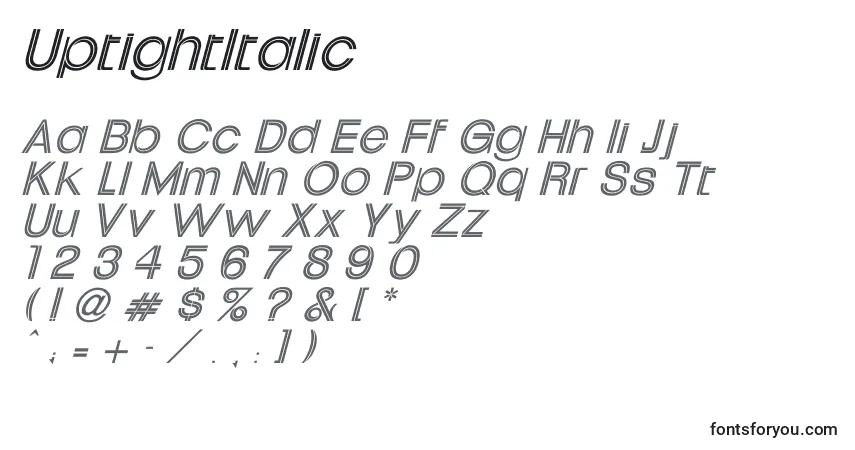 Fuente UptightItalic - alfabeto, números, caracteres especiales