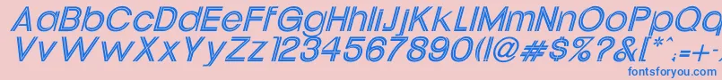 フォントUptightItalic – ピンクの背景に青い文字