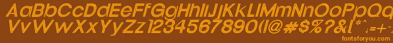 UptightItalic-Schriftart – Orangefarbene Schriften auf braunem Hintergrund