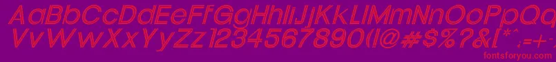 UptightItalic-fontti – punaiset fontit violetilla taustalla