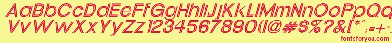 Fonte UptightItalic – fontes vermelhas em um fundo amarelo