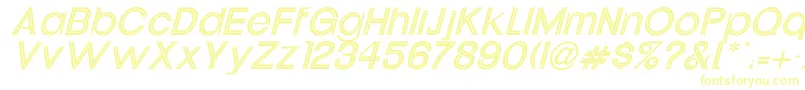 フォントUptightItalic – 白い背景に黄色の文字