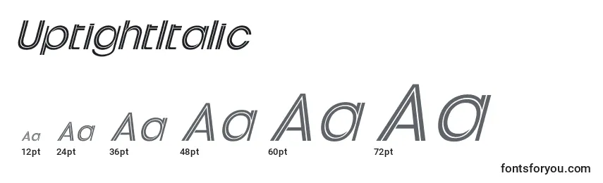 Размеры шрифта UptightItalic