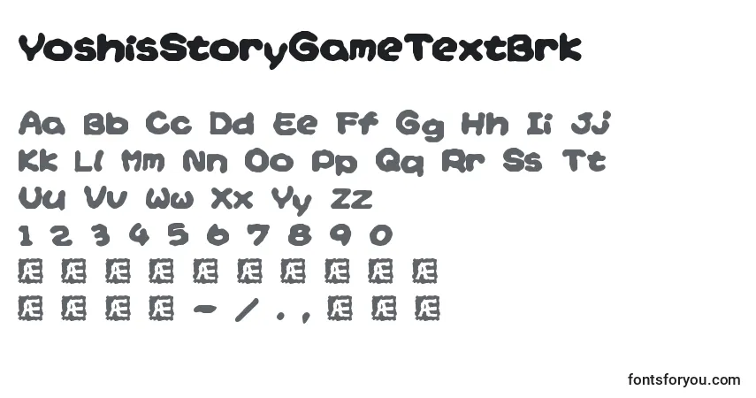 Шрифт YoshisStoryGameTextBrk – алфавит, цифры, специальные символы