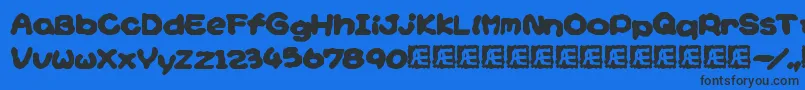 YoshisStoryGameTextBrk Font – Black Fonts on Blue Background