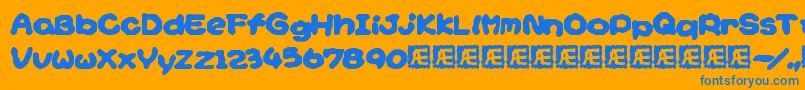 YoshisStoryGameTextBrk Font – Blue Fonts on Orange Background