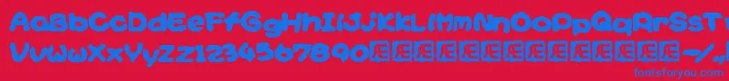 YoshisStoryGameTextBrk Font – Blue Fonts on Red Background