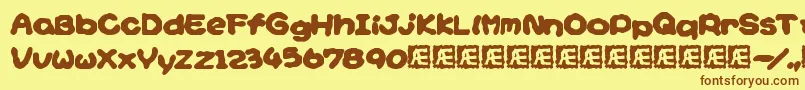 YoshisStoryGameTextBrk Font – Brown Fonts on Yellow Background