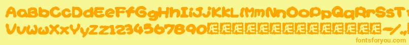 YoshisStoryGameTextBrk Font – Orange Fonts on Yellow Background