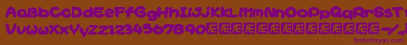 YoshisStoryGameTextBrk Font – Purple Fonts on Brown Background