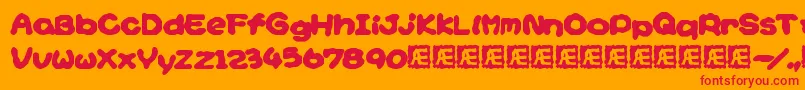 Police YoshisStoryGameTextBrk – polices rouges sur fond orange