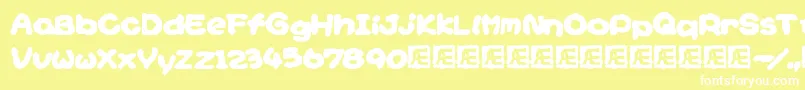 YoshisStoryGameTextBrk Font – White Fonts on Yellow Background