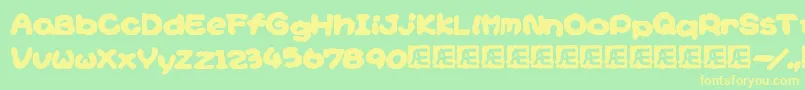 YoshisStoryGameTextBrk Font – Yellow Fonts on Green Background