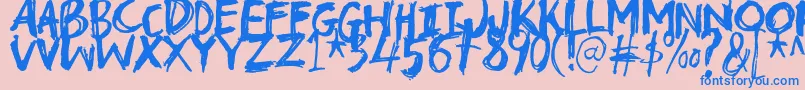 Troublemarkerdemo-Schriftart – Blaue Schriften auf rosa Hintergrund