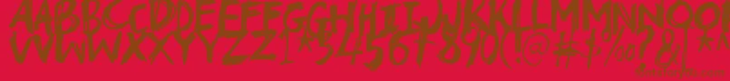 フォントTroublemarkerdemo – 赤い背景に茶色の文字