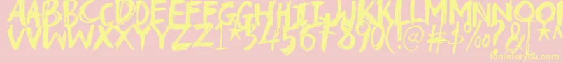 Troublemarkerdemo-Schriftart – Gelbe Schriften auf rosa Hintergrund