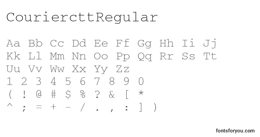 A fonte CouriercttRegular – alfabeto, números, caracteres especiais