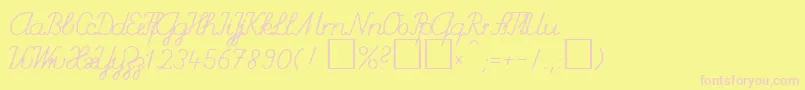 SchulschriftChDb Font – Pink Fonts on Yellow Background