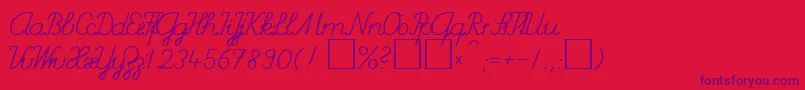 SchulschriftChDb Font – Purple Fonts on Red Background