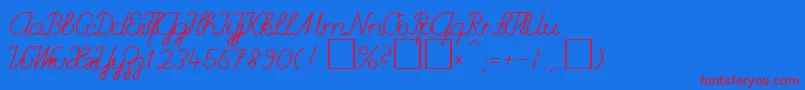 SchulschriftChDb Font – Red Fonts on Blue Background