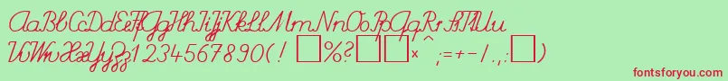 SchulschriftChDb Font – Red Fonts on Green Background