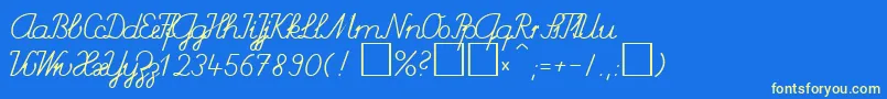 SchulschriftChDb-Schriftart – Gelbe Schriften auf blauem Hintergrund