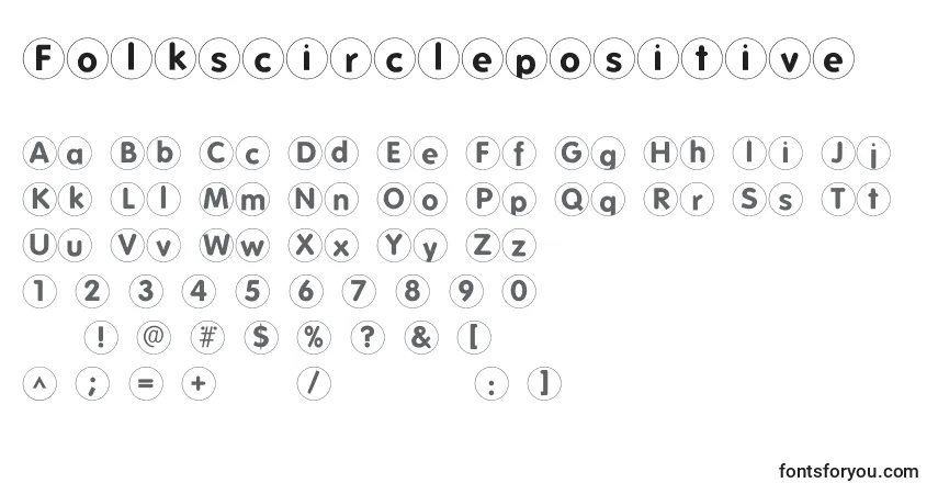 Schriftart Folkscirclepositive – Alphabet, Zahlen, spezielle Symbole