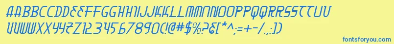 MoonDartItalic Font – Blue Fonts on Yellow Background