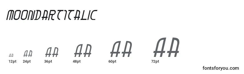 MoonDartItalic Font Sizes